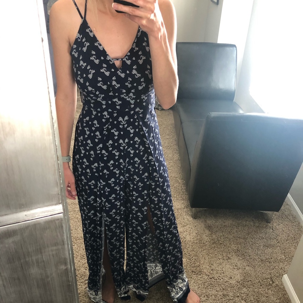 Navy Paisley Jumpsuit